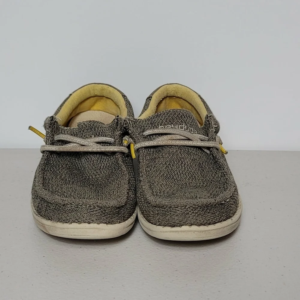 Youth Boys Hey Dude Wally Slip On Loafers Gray Yellow Youth Size US KID 13